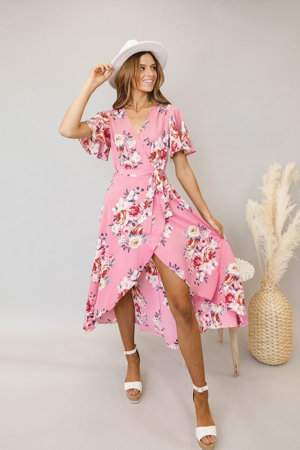 Floral Wrap Dress | S-XL-Dresses-Krush Kandy, Women's Online Fashion Boutique Located in Phoenix, Arizona (Scottsdale Area)