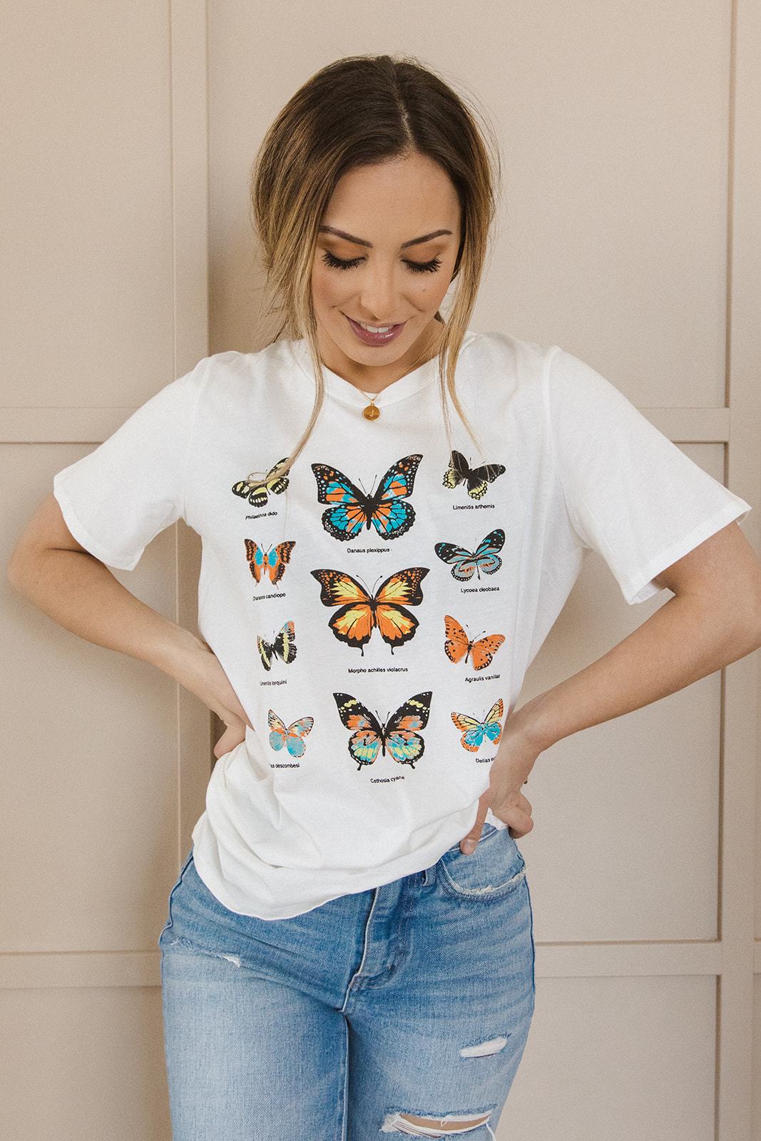 Butterfly Garden Tee-Graphic Tees-Krush Kandy, Women's Online Fashion Boutique Located in Phoenix, Arizona (Scottsdale Area)