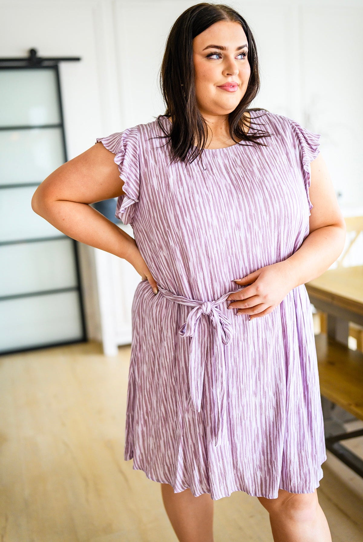Sandra Striped Flutter Sleeve Dress-Dresses-Krush Kandy, Women's Online Fashion Boutique Located in Phoenix, Arizona (Scottsdale Area)