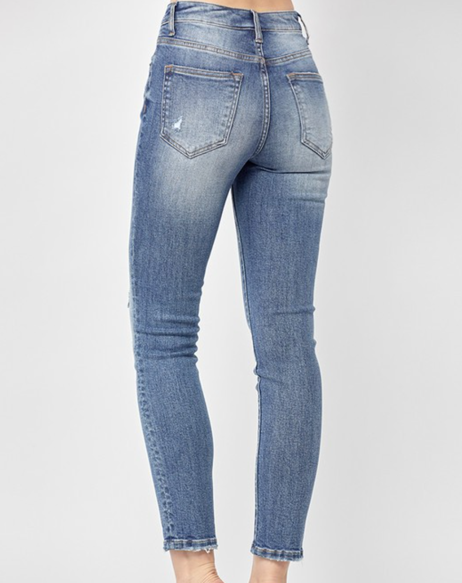 Risen Denim: Meet Me For Brunch Mid Rise Ankle Skinny Jean-Jeans-Krush Kandy, Women's Online Fashion Boutique Located in Phoenix, Arizona (Scottsdale Area)