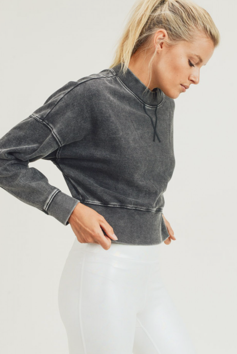 Mono B Mineral Washed Fleece Line Pullover-Pullovers-Krush Kandy, Women's Online Fashion Boutique Located in Phoenix, Arizona (Scottsdale Area)