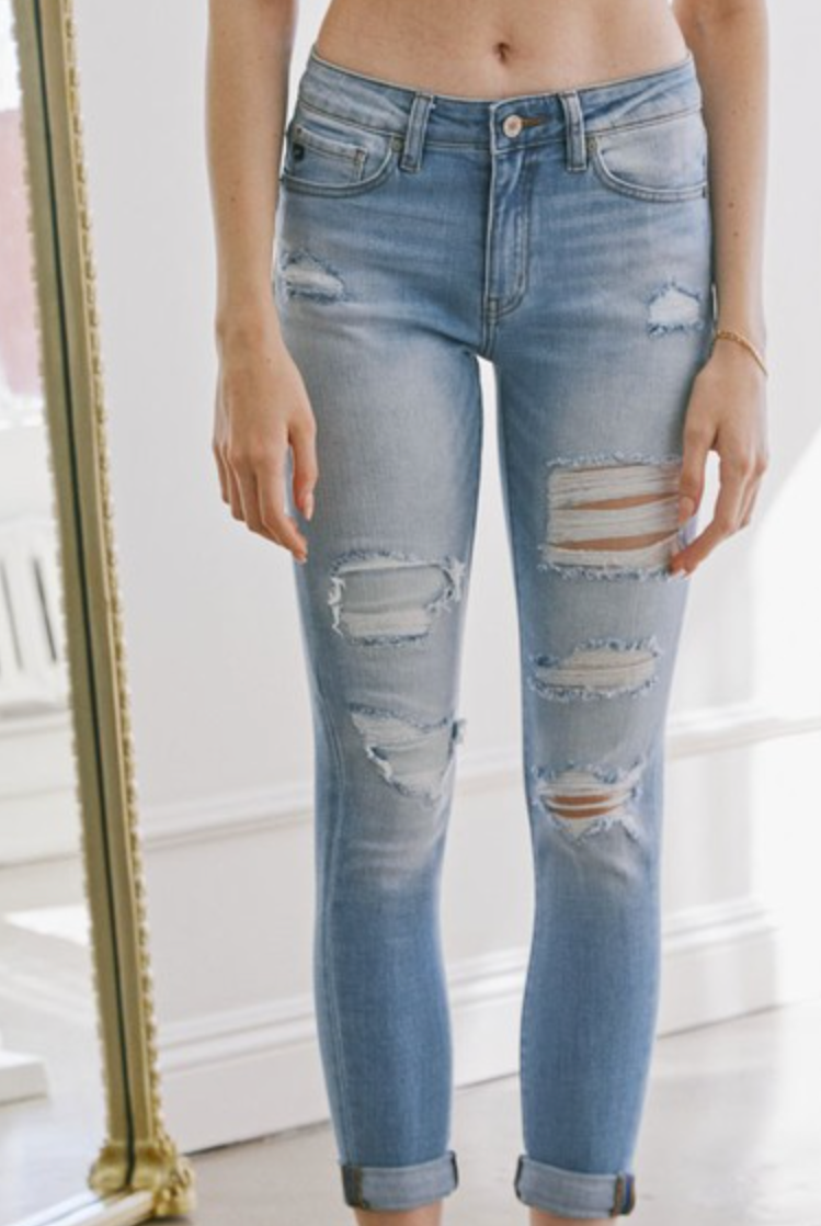 KanCan Callie Mid Rise Distressed Ankle Skinny Jean-Jeans-Krush Kandy, Women's Online Fashion Boutique Located in Phoenix, Arizona (Scottsdale Area)