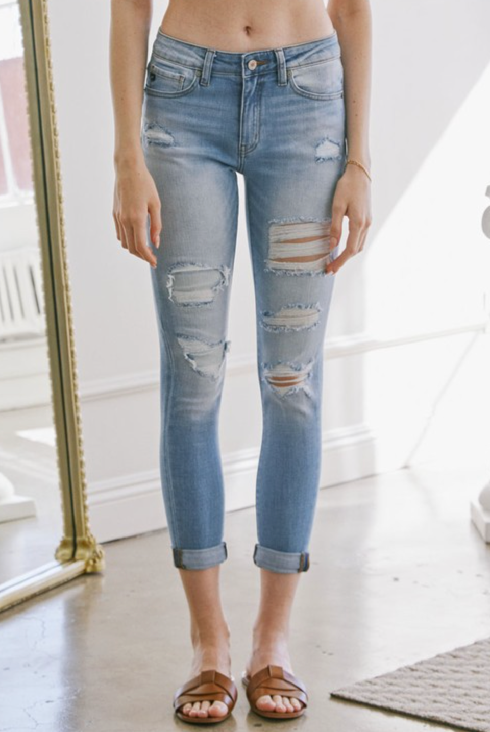 KanCan Callie Mid Rise Distressed Ankle Skinny Jean-Jeans-Krush Kandy, Women's Online Fashion Boutique Located in Phoenix, Arizona (Scottsdale Area)
