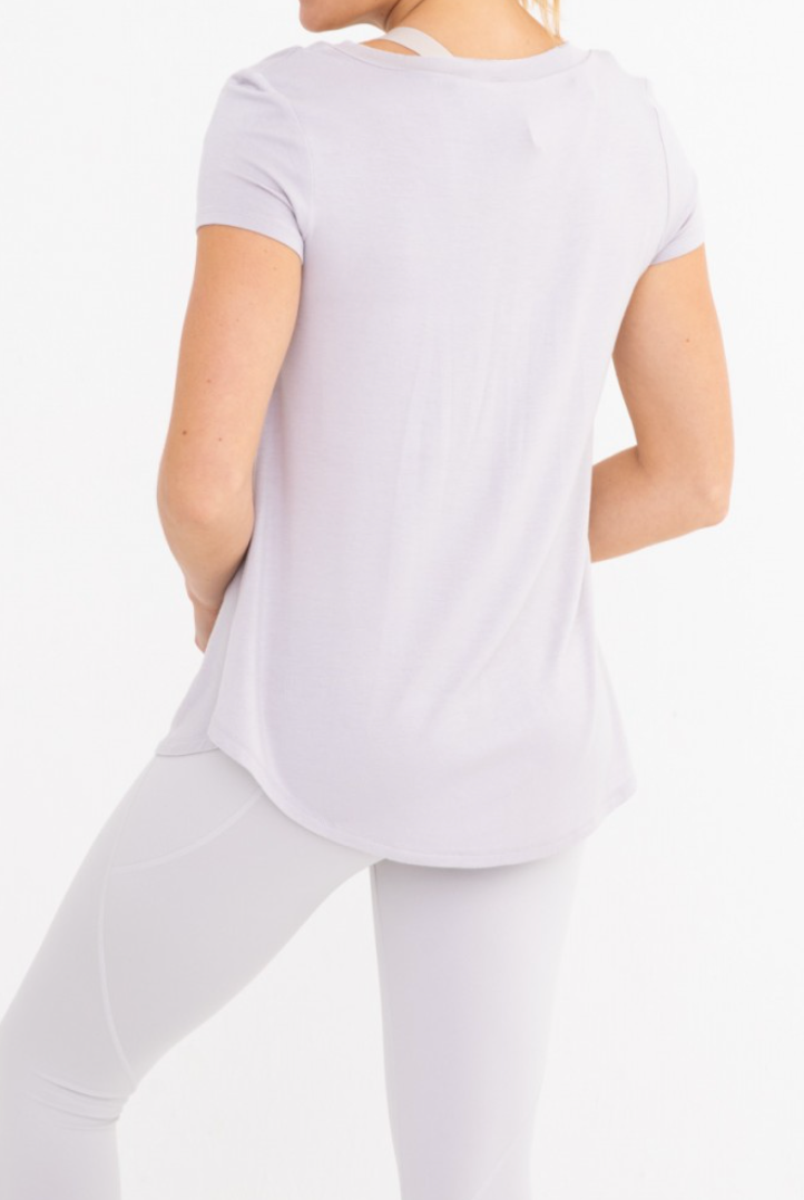 MONO B Forever Loved Long Line Deep V-Neck Pocket Shirt |-Short Sleeve Tops-Krush Kandy, Women's Online Fashion Boutique Located in Phoenix, Arizona (Scottsdale Area)
