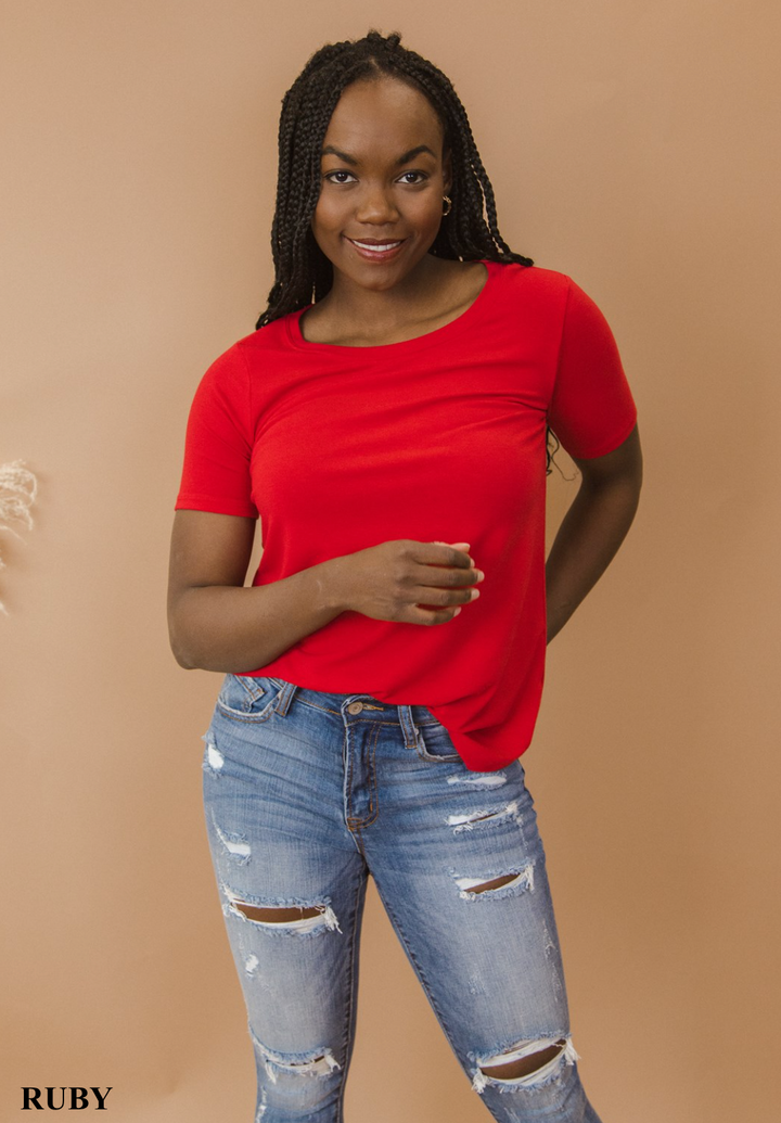 Essential Short Sleeve Tunic - 20 Color Options-Short Sleeve Tops-Krush Kandy, Women's Online Fashion Boutique Located in Phoenix, Arizona (Scottsdale Area)