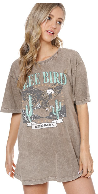 Free Bird America Boyfriend Tee | PRE ORDER NOW OPEN-Graphic Tees-Krush Kandy, Women's Online Fashion Boutique Located in Phoenix, Arizona (Scottsdale Area)