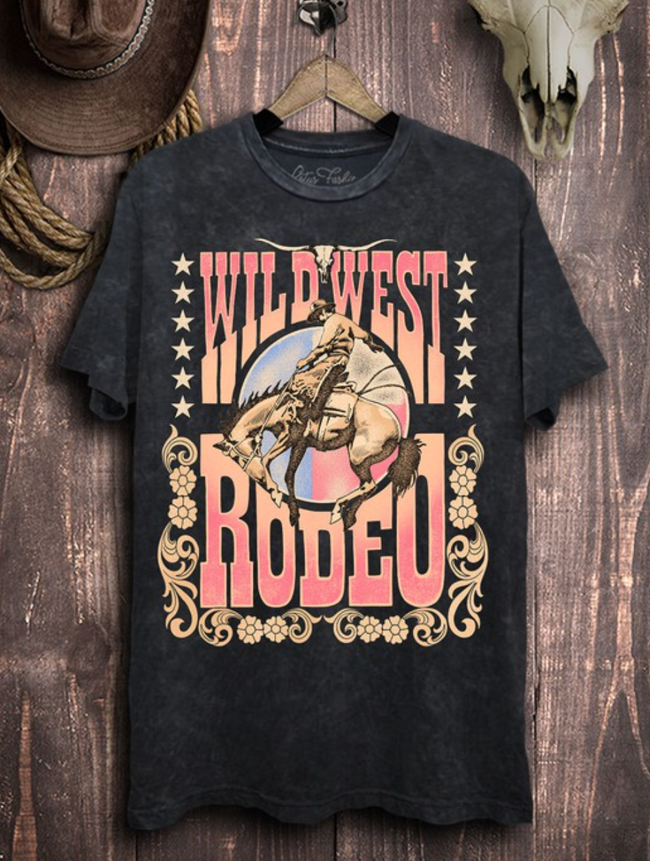 Wild West Rodeo Graphic Top-Graphic Tees-Krush Kandy, Women's Online Fashion Boutique Located in Phoenix, Arizona (Scottsdale Area)