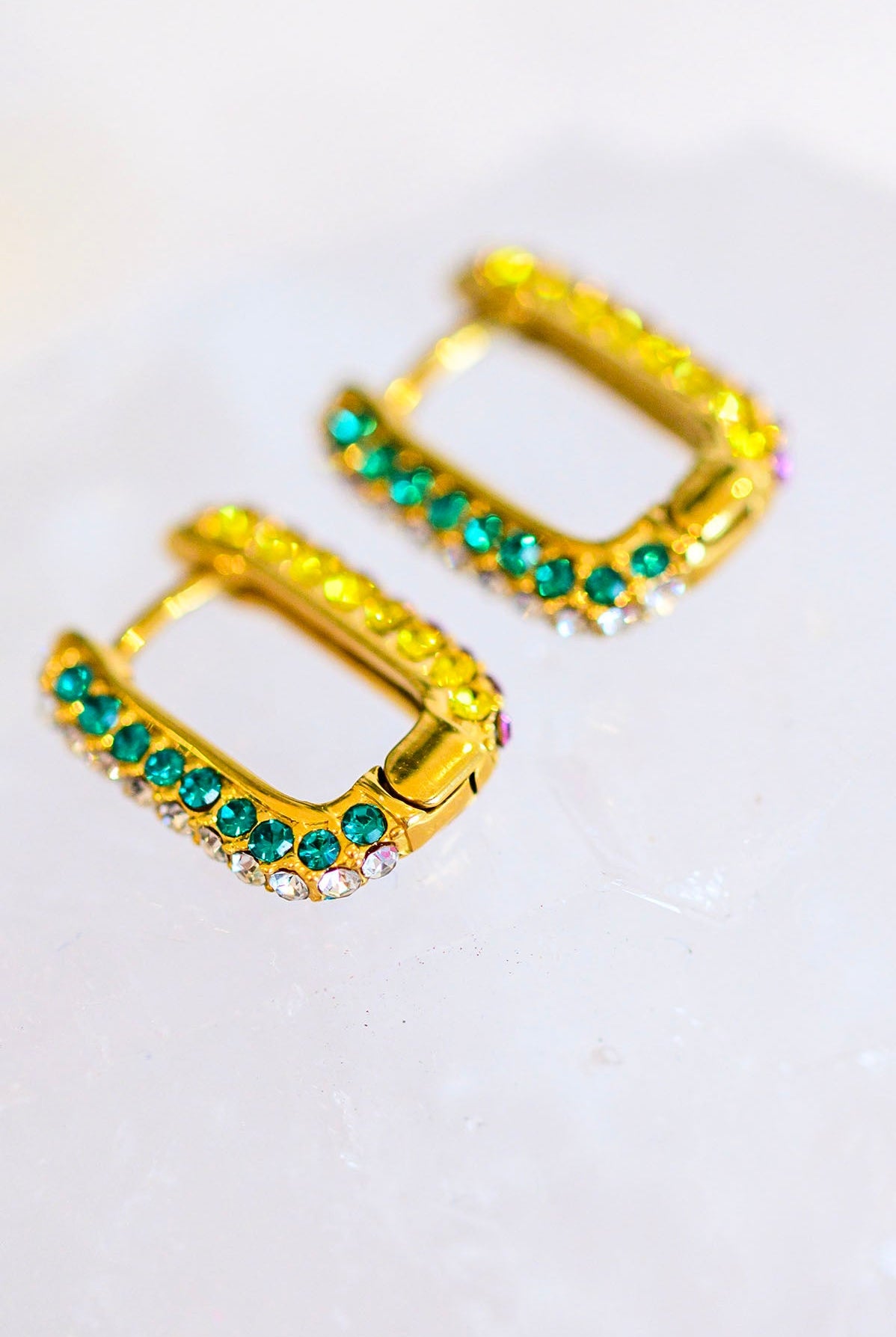Set in Stone Rainbow Huggie Earrings-Earrings-Krush Kandy, Women's Online Fashion Boutique Located in Phoenix, Arizona (Scottsdale Area)