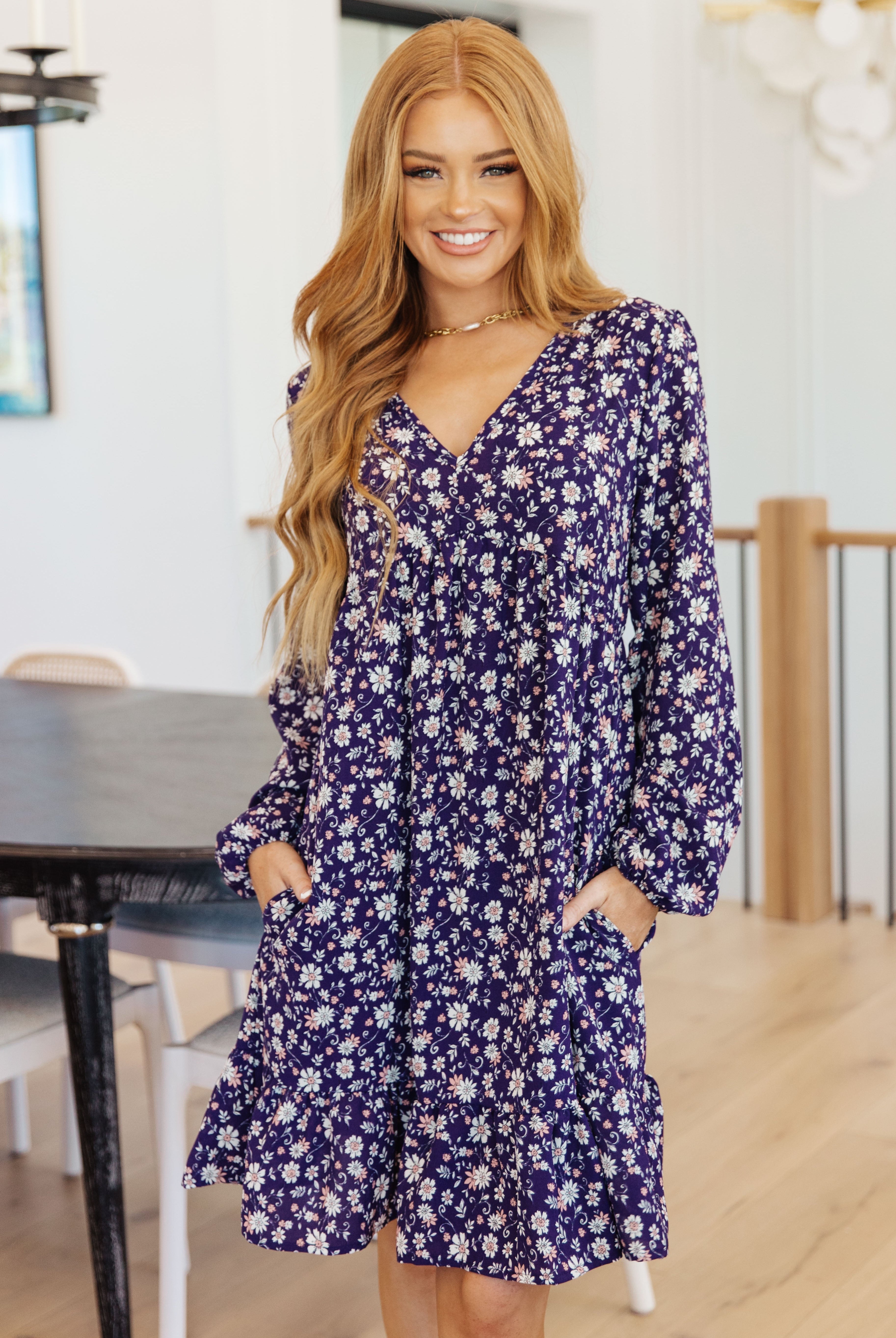 Since You’ve Been Gone Floral V-Neck Dress-Dresses-Krush Kandy, Women's Online Fashion Boutique Located in Phoenix, Arizona (Scottsdale Area)