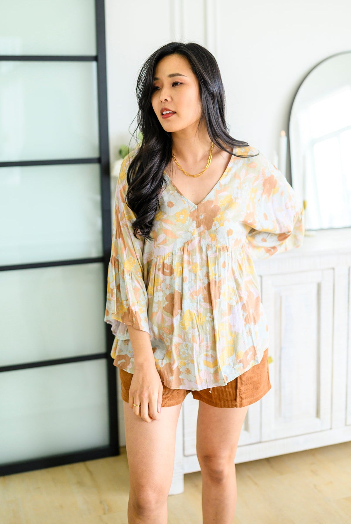 Singled Out Floral Blouse in Green-Short Sleeve Tops-Krush Kandy, Women's Online Fashion Boutique Located in Phoenix, Arizona (Scottsdale Area)