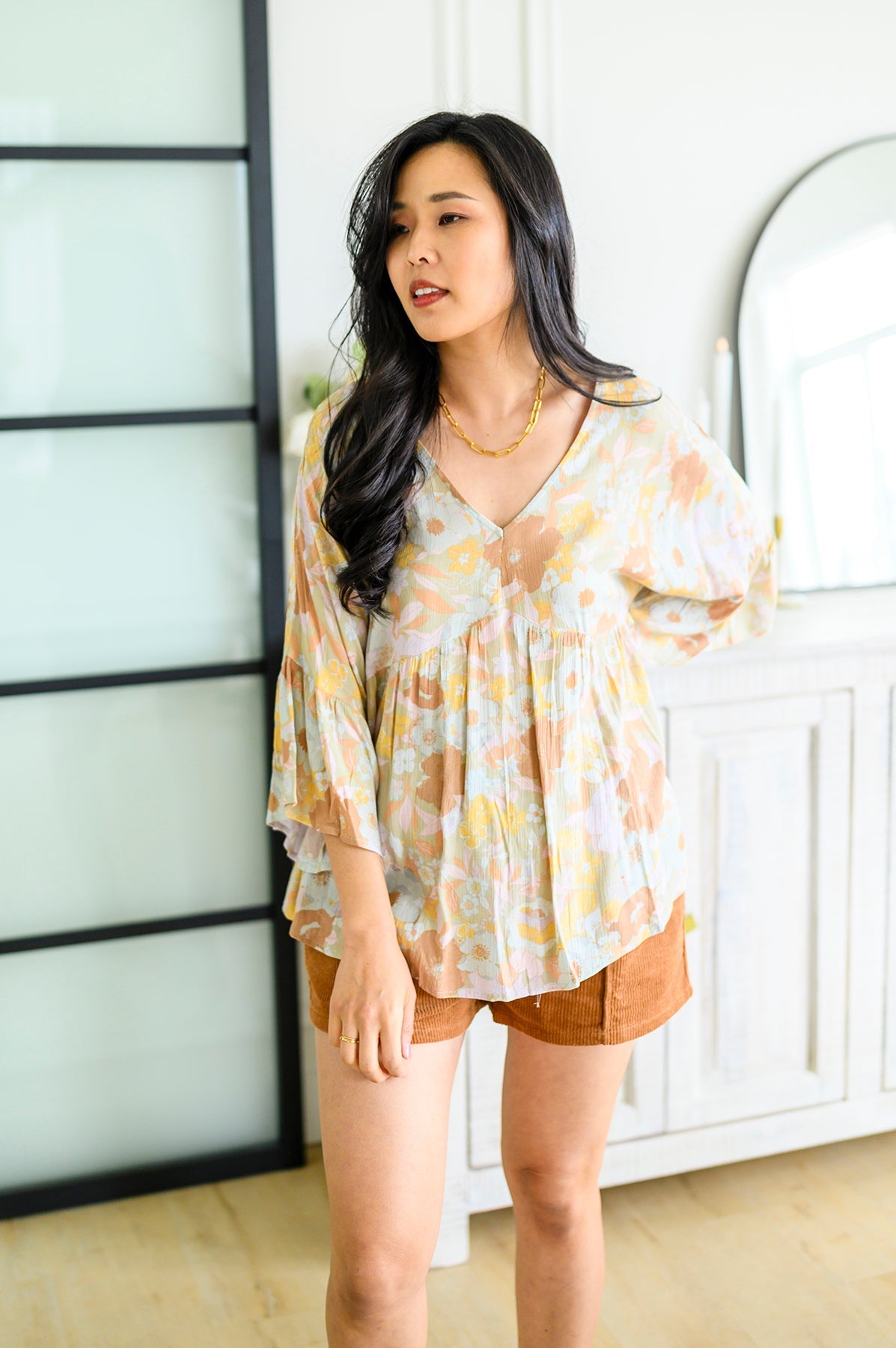 Singled Out Floral Blouse in Green-Short Sleeve Tops-Krush Kandy, Women's Online Fashion Boutique Located in Phoenix, Arizona (Scottsdale Area)