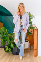 Skies The Limit Button Up in Lavender Blue | S-3XL-Long Sleeve Tops-Krush Kandy, Women's Online Fashion Boutique Located in Phoenix, Arizona (Scottsdale Area)
