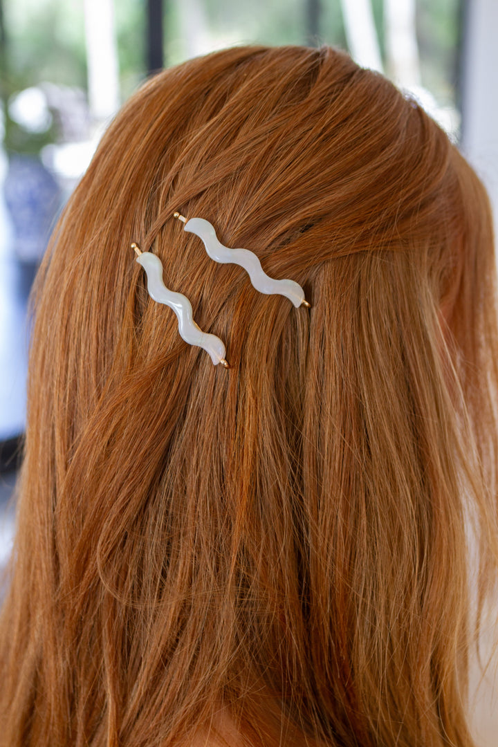 Sleek Waves Hair Clip in White Tortoise-Hair Accessories-Krush Kandy, Women's Online Fashion Boutique Located in Phoenix, Arizona (Scottsdale Area)