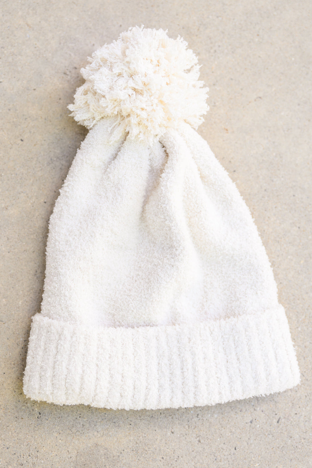 Slouchy Boucle Pom Beanie In Ivory-Hats-Krush Kandy, Women's Online Fashion Boutique Located in Phoenix, Arizona (Scottsdale Area)