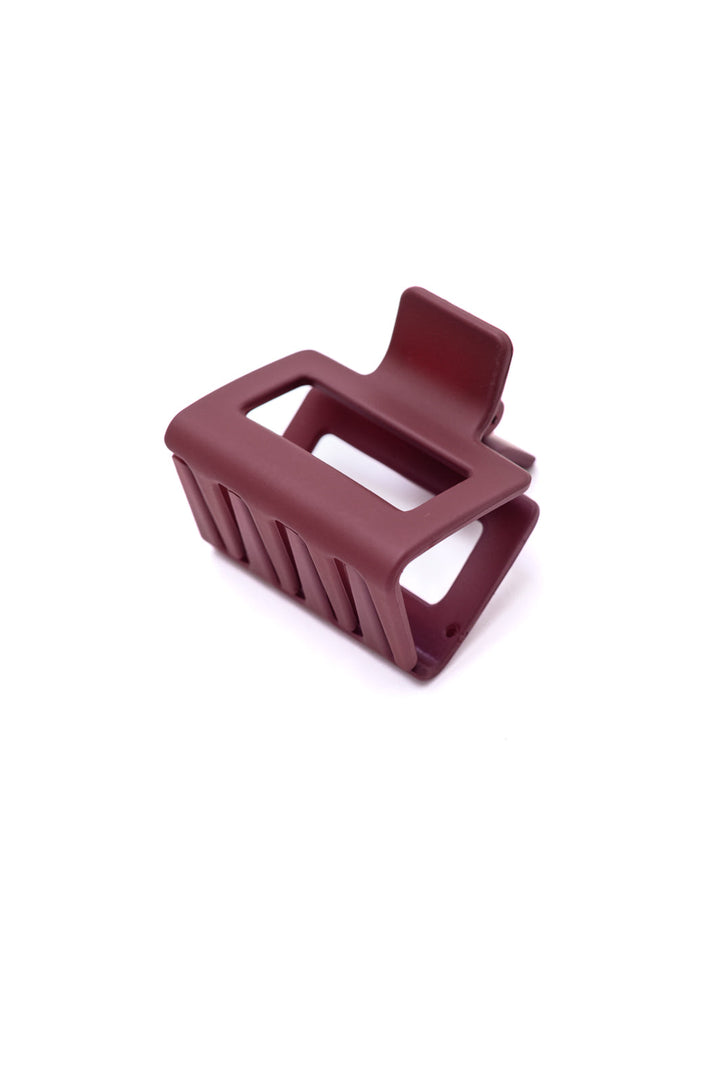Small Square Claw Clip in Matte Berry-Hair Accessories-Krush Kandy, Women's Online Fashion Boutique Located in Phoenix, Arizona (Scottsdale Area)