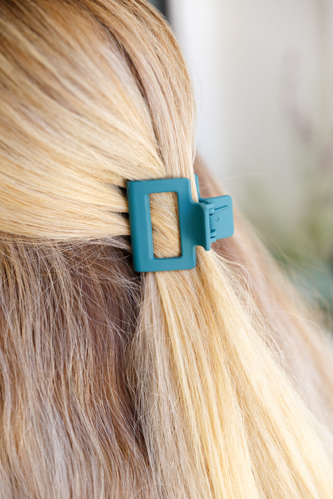 Small Square Claw Clip in Matte Teal-Hair Accessories-Krush Kandy, Women's Online Fashion Boutique Located in Phoenix, Arizona (Scottsdale Area)