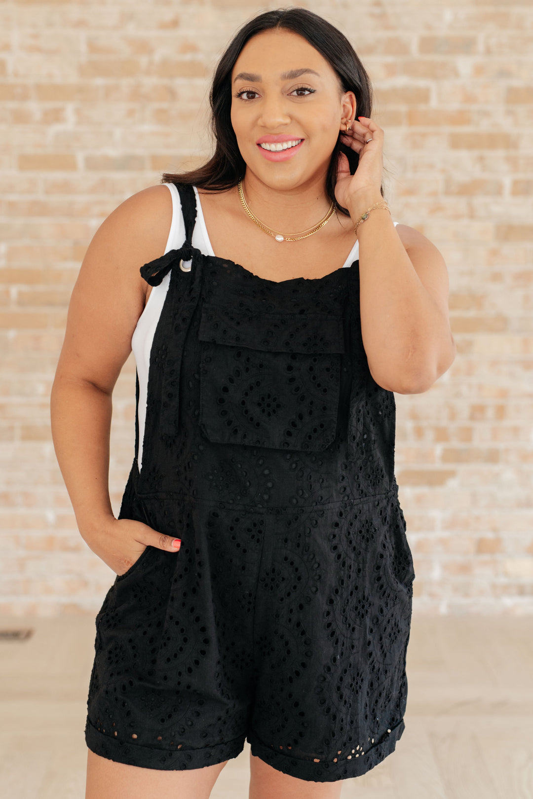 Somewhere Only We Know Eyelet Romper-Jumpsuits & Rompers-Krush Kandy, Women's Online Fashion Boutique Located in Phoenix, Arizona (Scottsdale Area)