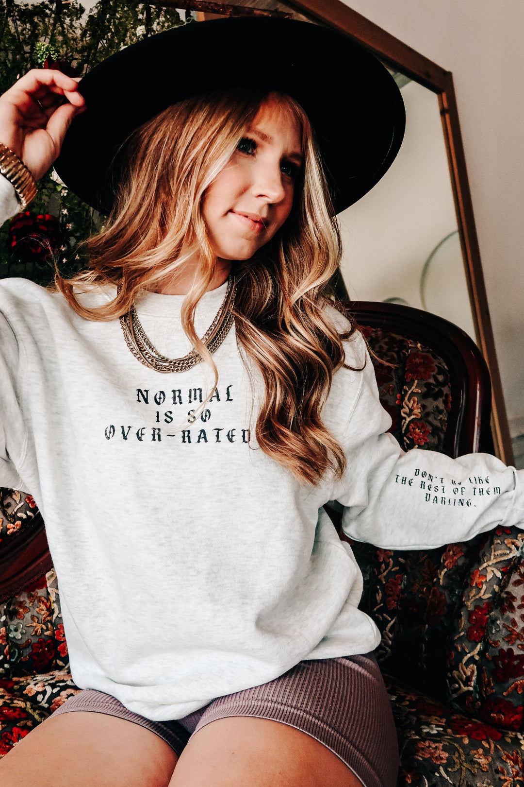 Normal is So Over-Rated Oatmeal Sweatshirt-Graphic Tees-Krush Kandy, Women's Online Fashion Boutique Located in Phoenix, Arizona (Scottsdale Area)