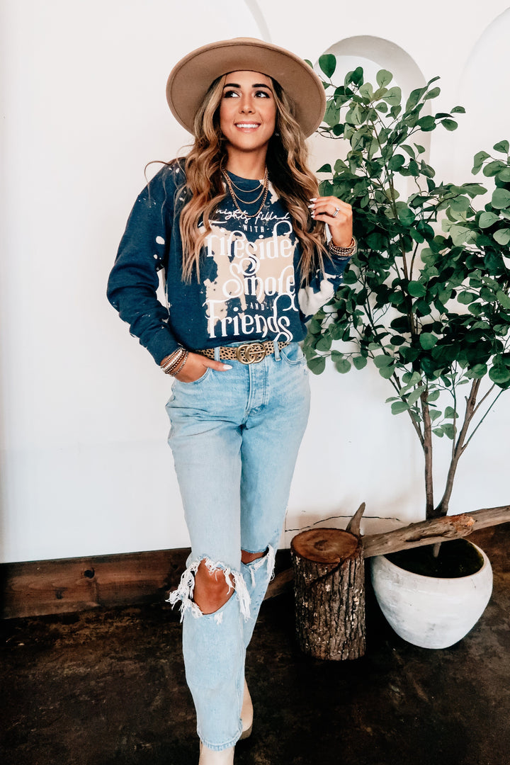 Fireside and Friends Bomba Sweatshirt-Graphic Tees-Krush Kandy, Women's Online Fashion Boutique Located in Phoenix, Arizona (Scottsdale Area)