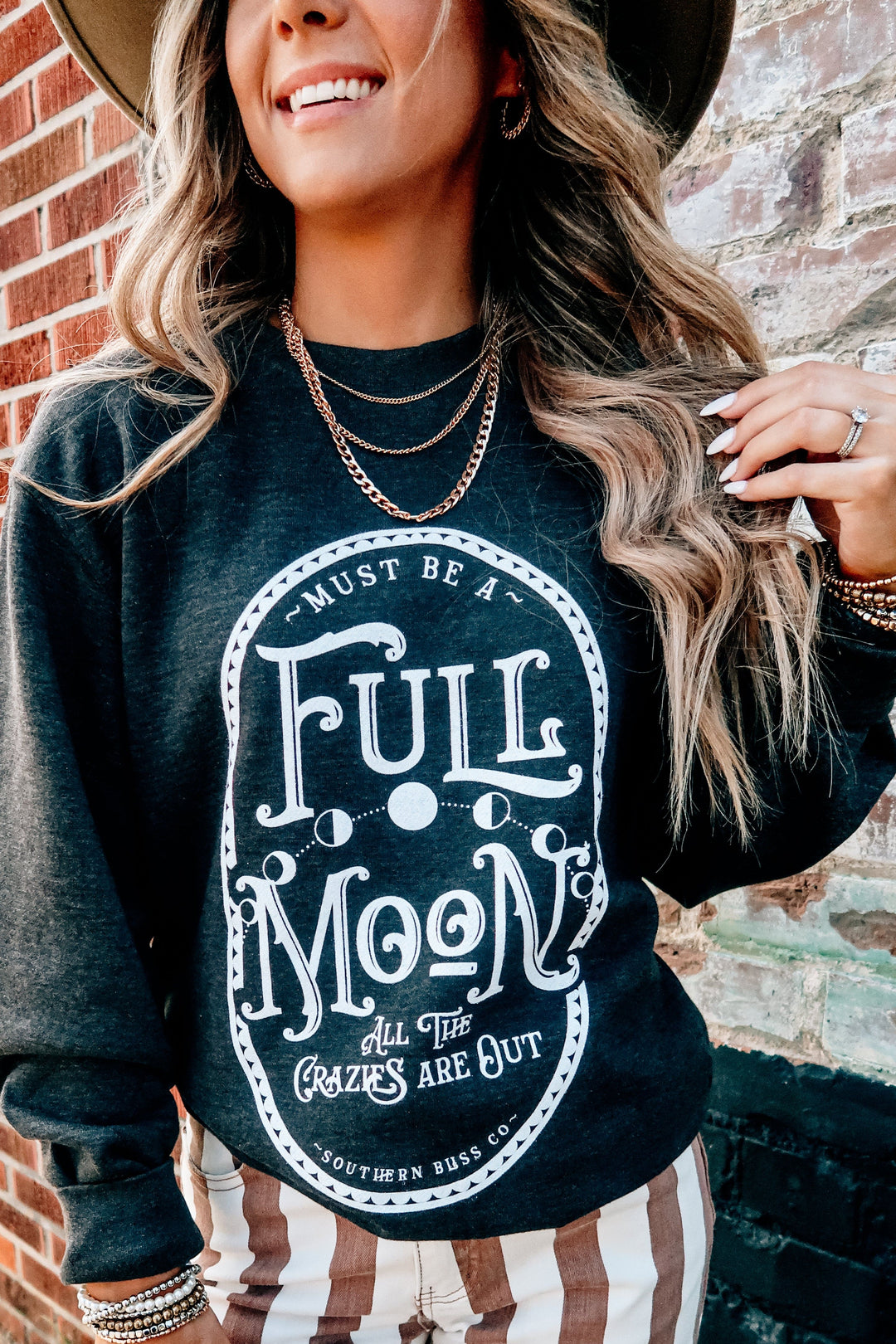 Full Moon Solid Sweatshirt-Graphic Tees-Krush Kandy, Women's Online Fashion Boutique Located in Phoenix, Arizona (Scottsdale Area)