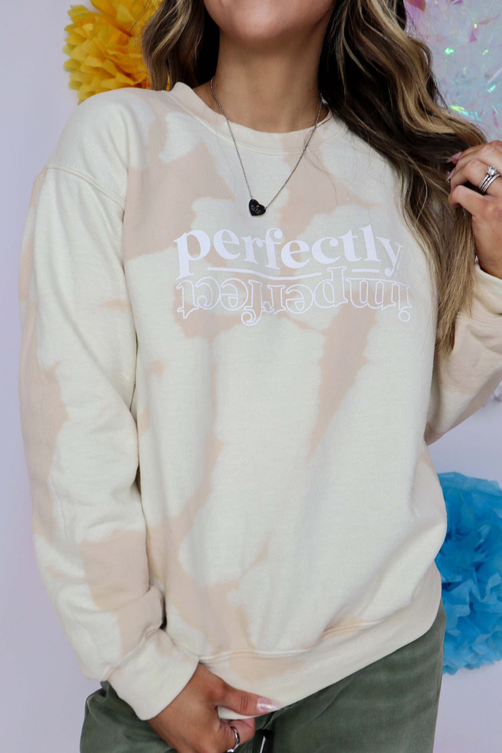 Perfectly Imperfect Bomba Sweatshirt-Graphic Tees-Krush Kandy, Women's Online Fashion Boutique Located in Phoenix, Arizona (Scottsdale Area)