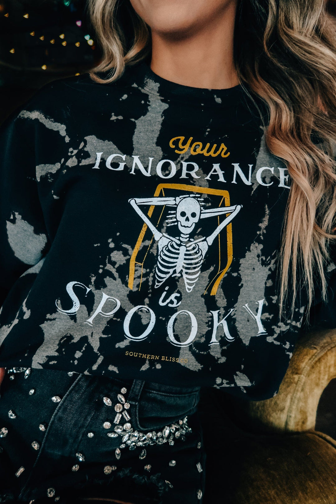 Ignorance is Spooky Bomba Sweatshirt-Graphic Tees-Krush Kandy, Women's Online Fashion Boutique Located in Phoenix, Arizona (Scottsdale Area)