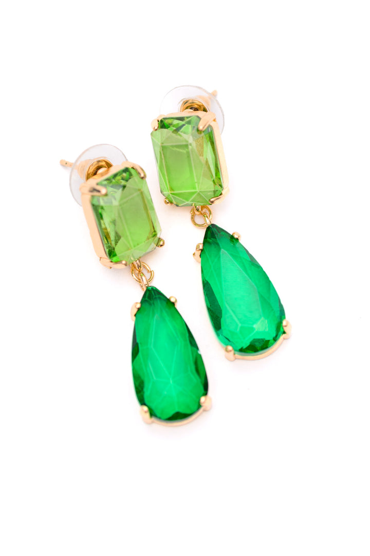 Sparkly Spirit Drop Crystal Earrings in Green-Earrings-Krush Kandy, Women's Online Fashion Boutique Located in Phoenix, Arizona (Scottsdale Area)