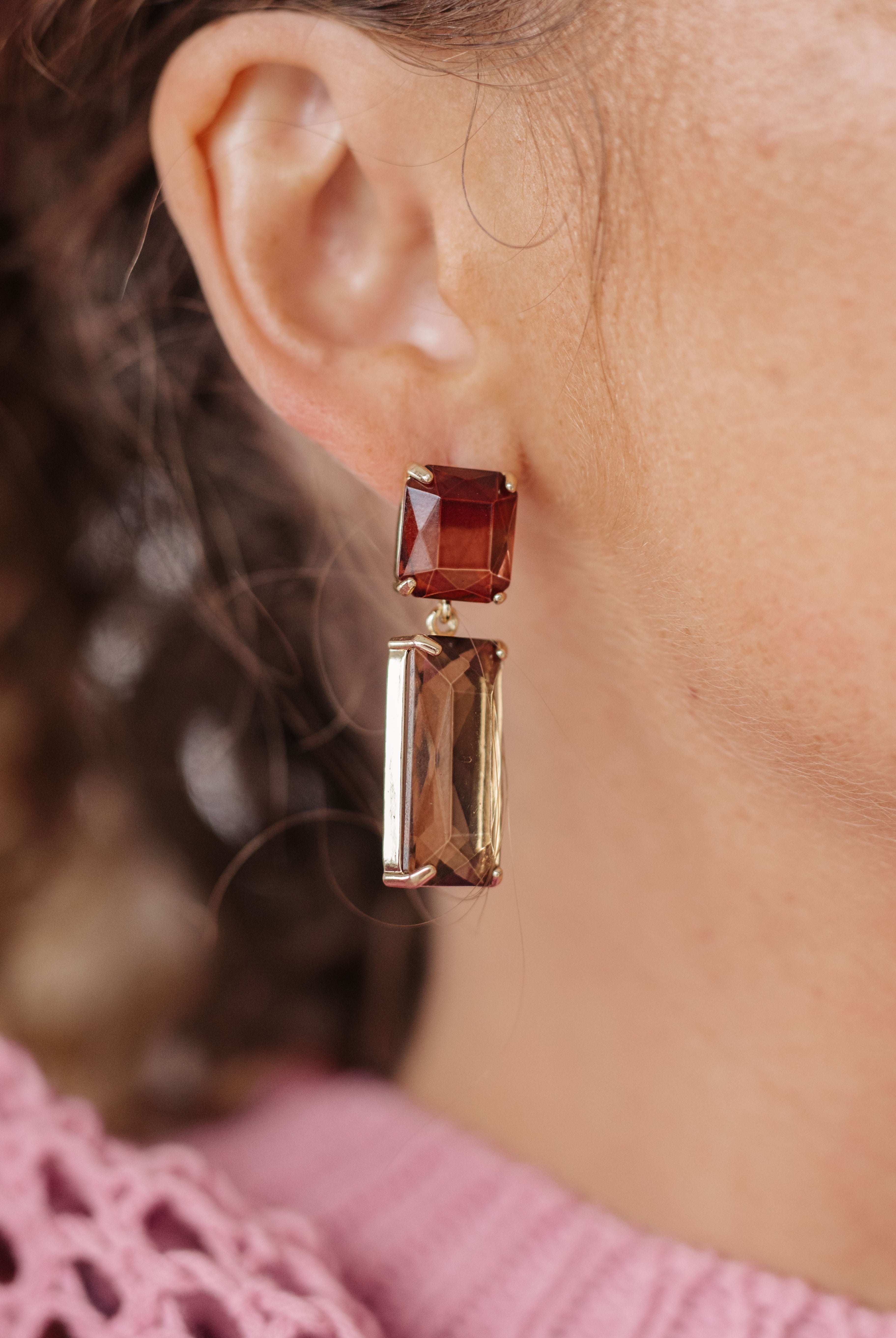 Sparkly Spirit Rectangle Crystal Earrings in Smoke-Earrings-Krush Kandy, Women's Online Fashion Boutique Located in Phoenix, Arizona (Scottsdale Area)