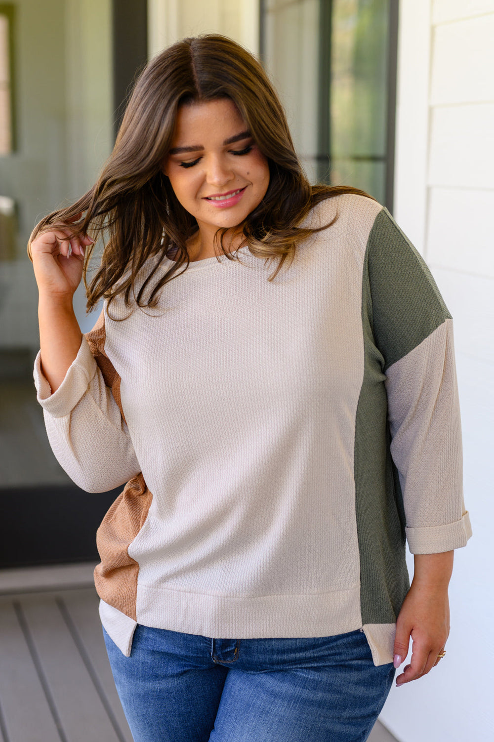 Split Personality Color Block Top-Long Sleeve Tops-Krush Kandy, Women's Online Fashion Boutique Located in Phoenix, Arizona (Scottsdale Area)