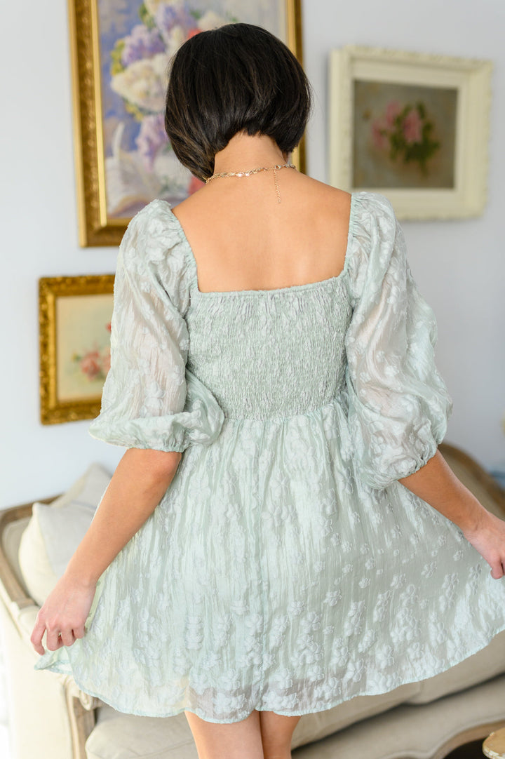 Spotting Fairies Puff Sleeve Dress in Sage-Dresses-Krush Kandy, Women's Online Fashion Boutique Located in Phoenix, Arizona (Scottsdale Area)