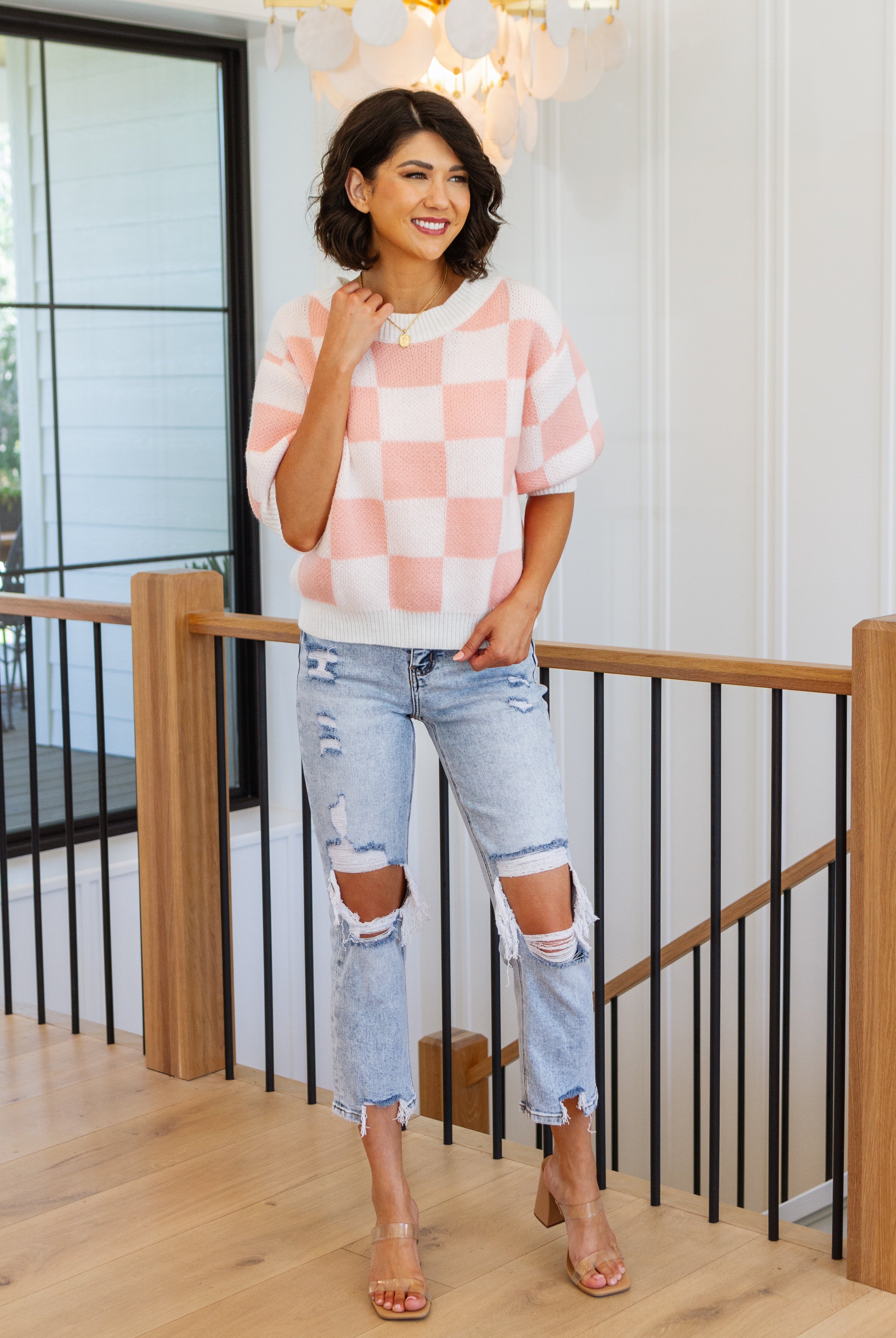 Start Me Up Checkered Sweater-Sweaters-Krush Kandy, Women's Online Fashion Boutique Located in Phoenix, Arizona (Scottsdale Area)