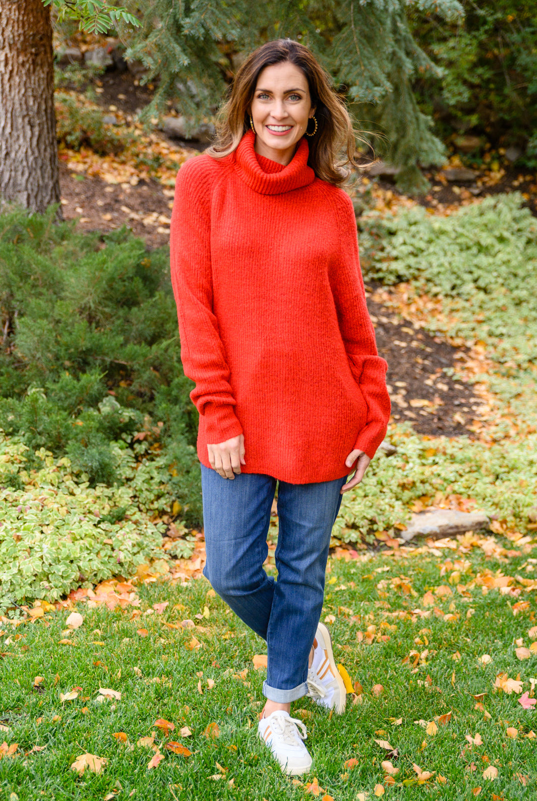 Steady Pace Roll Neck Sweater In Red | S-3X-Sweaters-Krush Kandy, Women's Online Fashion Boutique Located in Phoenix, Arizona (Scottsdale Area)