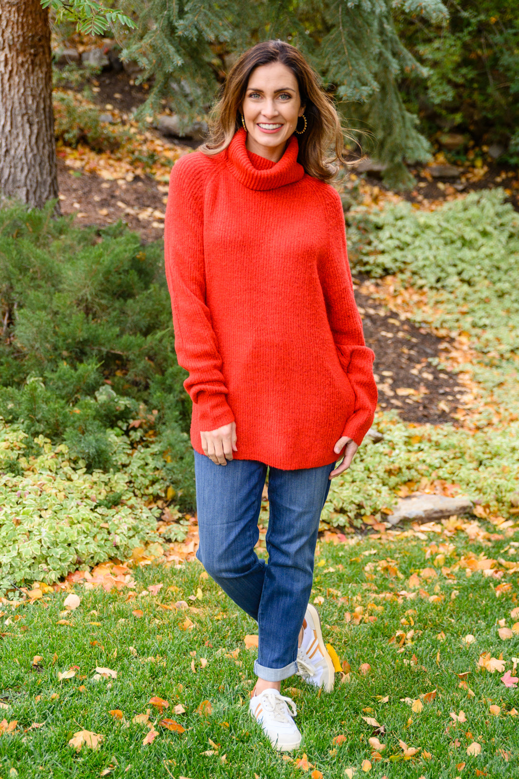 Steady Pace Roll Neck Sweater In Red | S-3X-Sweaters-Krush Kandy, Women's Online Fashion Boutique Located in Phoenix, Arizona (Scottsdale Area)