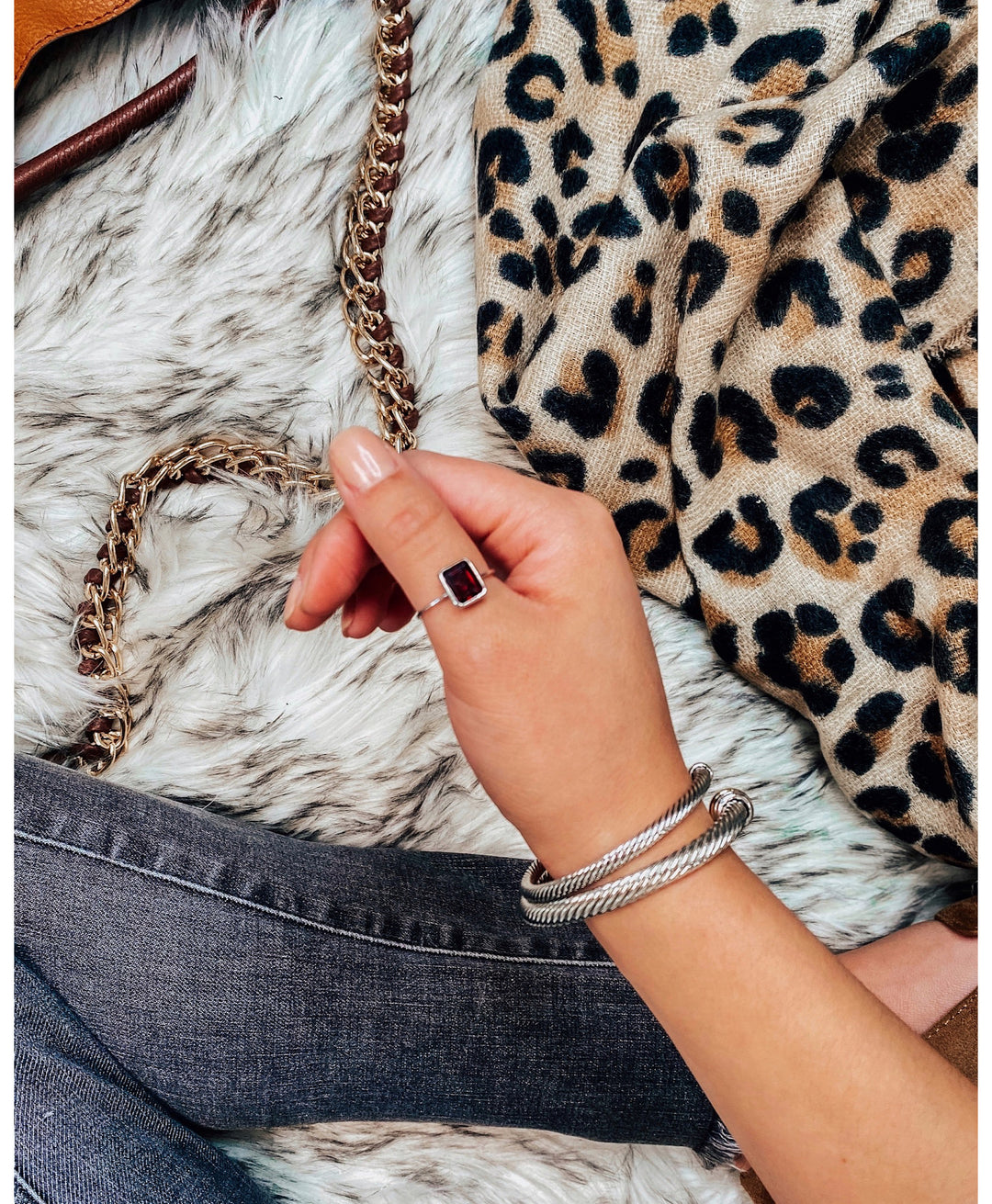( 4 Shapes) Garnet Dainty Sterling Silver Ring-Rings-Krush Kandy, Women's Online Fashion Boutique Located in Phoenix, Arizona (Scottsdale Area)