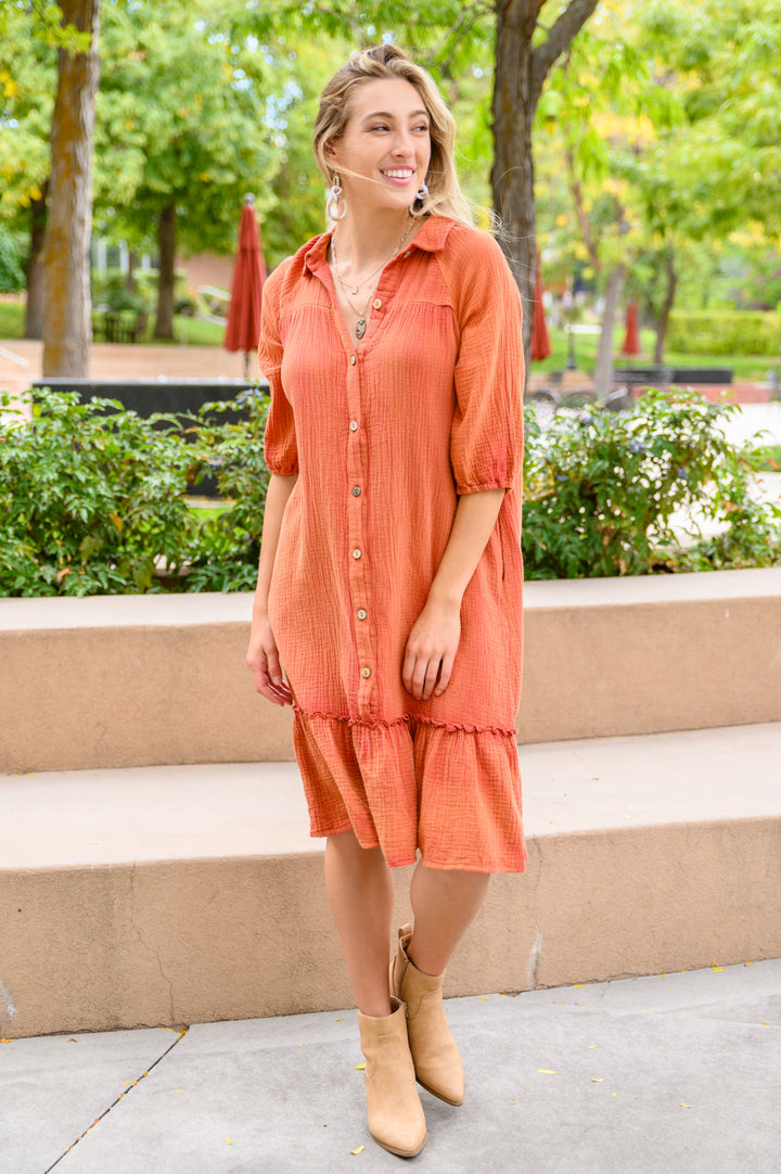 Stuck With You Vintage Overdye Dress In Rust-Dresses-Krush Kandy, Women's Online Fashion Boutique Located in Phoenix, Arizona (Scottsdale Area)