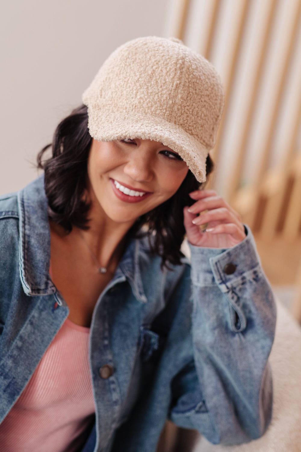 Lyla Sherpa Ball Cap in Khaki-Hats-Krush Kandy, Women's Online Fashion Boutique Located in Phoenix, Arizona (Scottsdale Area)