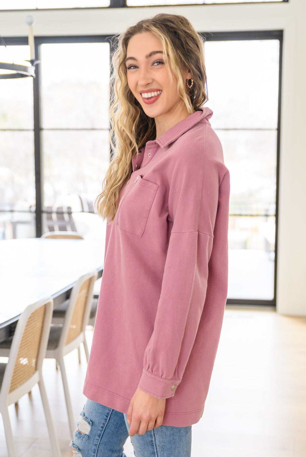 Sweet Crush Collar Pullover in Mauve | S-3XL-Pullovers-Krush Kandy, Women's Online Fashion Boutique Located in Phoenix, Arizona (Scottsdale Area)