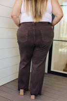 Judy Blue Sybil High Rise Frayed Hem 90's Straight Jeans in Brown-Jeans-Krush Kandy, Women's Online Fashion Boutique Located in Phoenix, Arizona (Scottsdale Area)