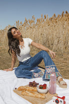 Peace Love and Embroidered Flared Denim Jeans-Jeans-Krush Kandy, Women's Online Fashion Boutique Located in Phoenix, Arizona (Scottsdale Area)