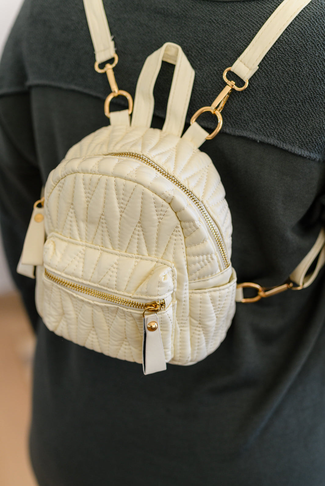 Take It With You Quilted Mini Backpack in Cream-Purses & Bags-Krush Kandy, Women's Online Fashion Boutique Located in Phoenix, Arizona (Scottsdale Area)