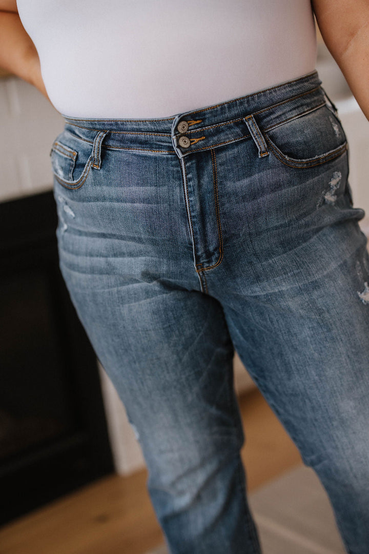 Judy Blue Tandy High Waist Slit Hem Straight Jeans-Jeans-Krush Kandy, Women's Online Fashion Boutique Located in Phoenix, Arizona (Scottsdale Area)