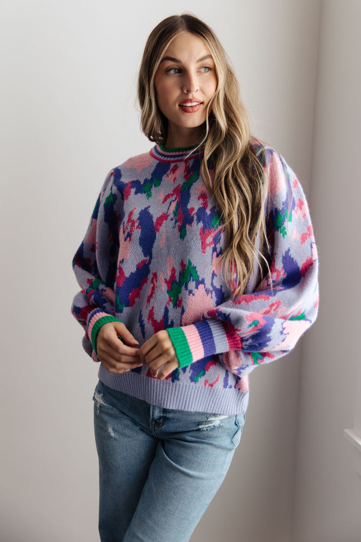 The Long Goodbye Abstract Print Sweater-Sweaters-Krush Kandy, Women's Online Fashion Boutique Located in Phoenix, Arizona (Scottsdale Area)