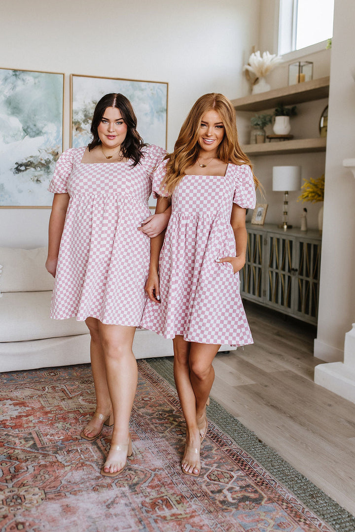 The Moment Checkered Babydoll Dress-Dresses-Krush Kandy, Women's Online Fashion Boutique Located in Phoenix, Arizona (Scottsdale Area)