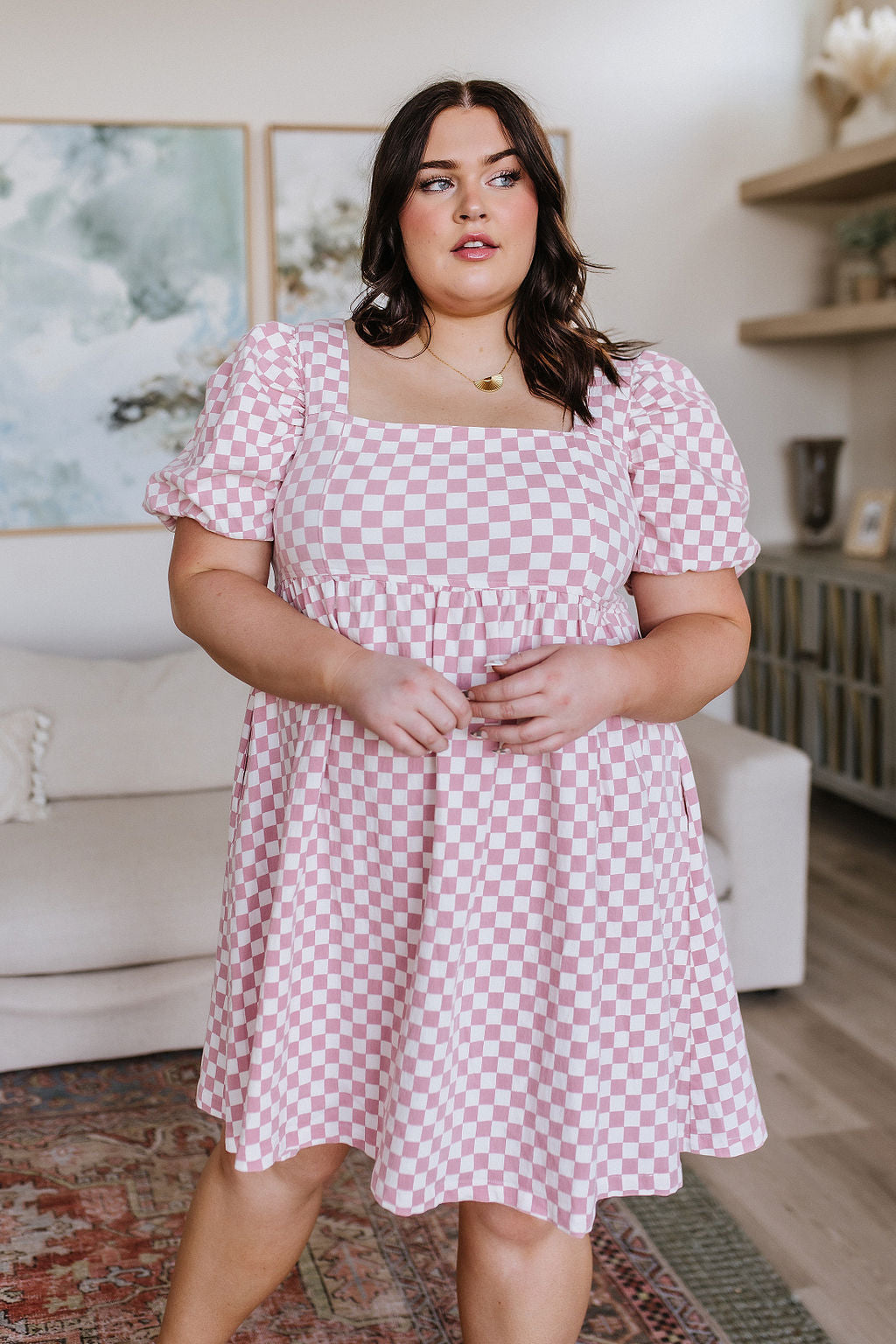 The Moment Checkered Babydoll Dress-Dresses-Krush Kandy, Women's Online Fashion Boutique Located in Phoenix, Arizona (Scottsdale Area)