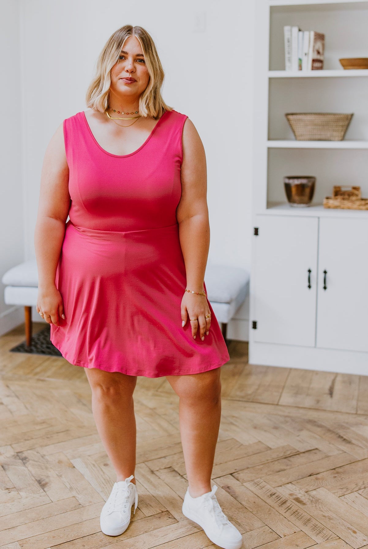 Think Pink Sleeveless Skort Dress-Dresses-Krush Kandy, Women's Online Fashion Boutique Located in Phoenix, Arizona (Scottsdale Area)