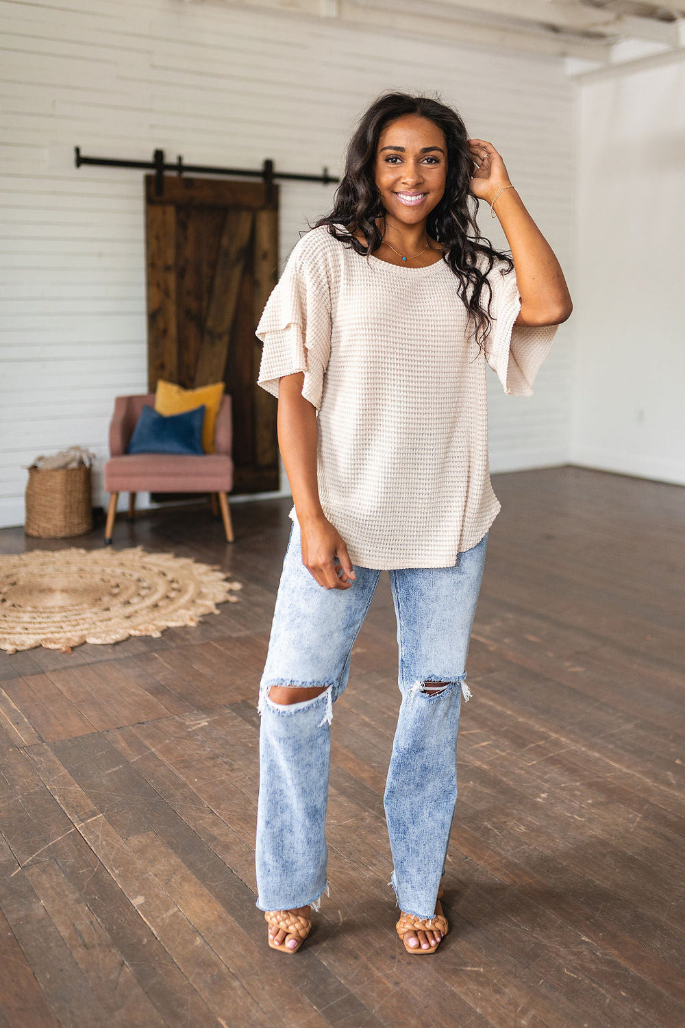 Too Soft to Handle Ruffle Sleeve Top-Short Sleeve Tops-Krush Kandy, Women's Online Fashion Boutique Located in Phoenix, Arizona (Scottsdale Area)