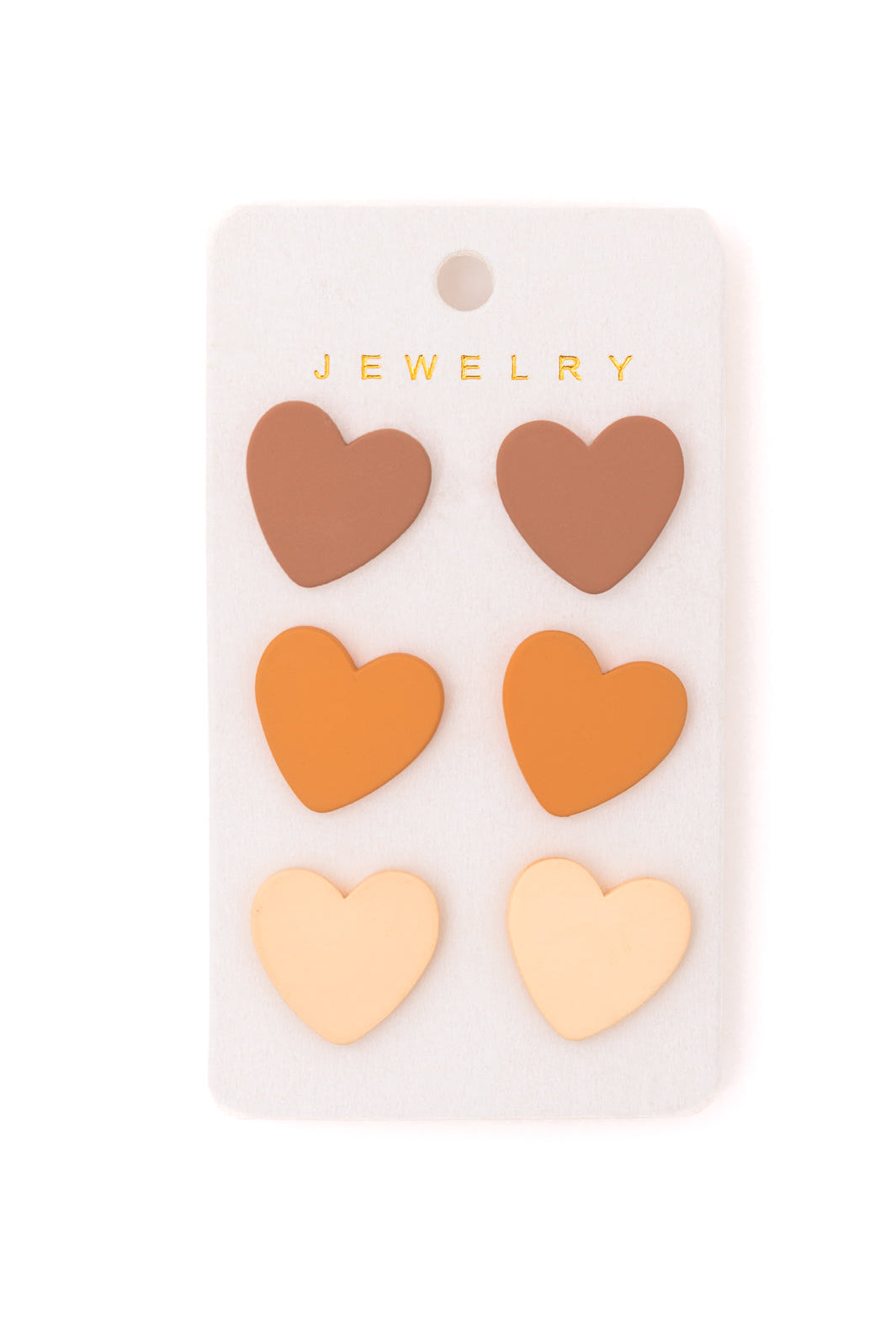 Triple Hearts Studs in Brown-Earrings-Krush Kandy, Women's Online Fashion Boutique Located in Phoenix, Arizona (Scottsdale Area)