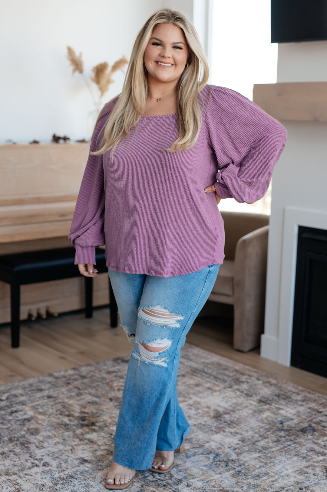 True to Your Word Balloon Sleeve Top-Long Sleeve Tops-Krush Kandy, Women's Online Fashion Boutique Located in Phoenix, Arizona (Scottsdale Area)