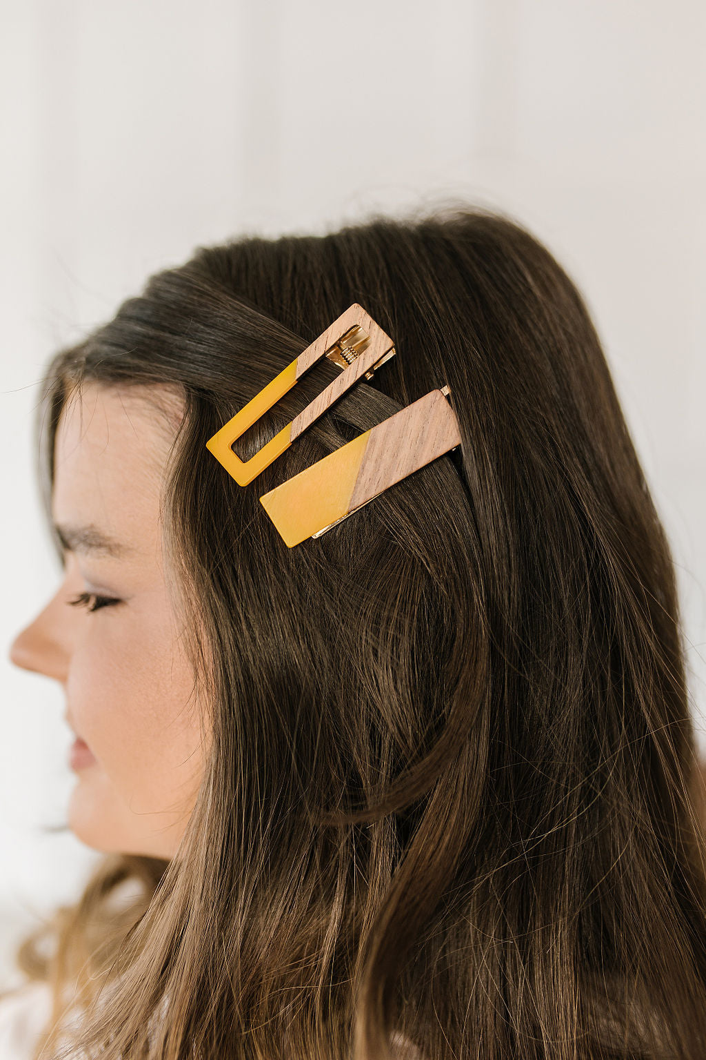 Two Tone Hair Clip Set in Yellow-Hair Accessories-Krush Kandy, Women's Online Fashion Boutique Located in Phoenix, Arizona (Scottsdale Area)