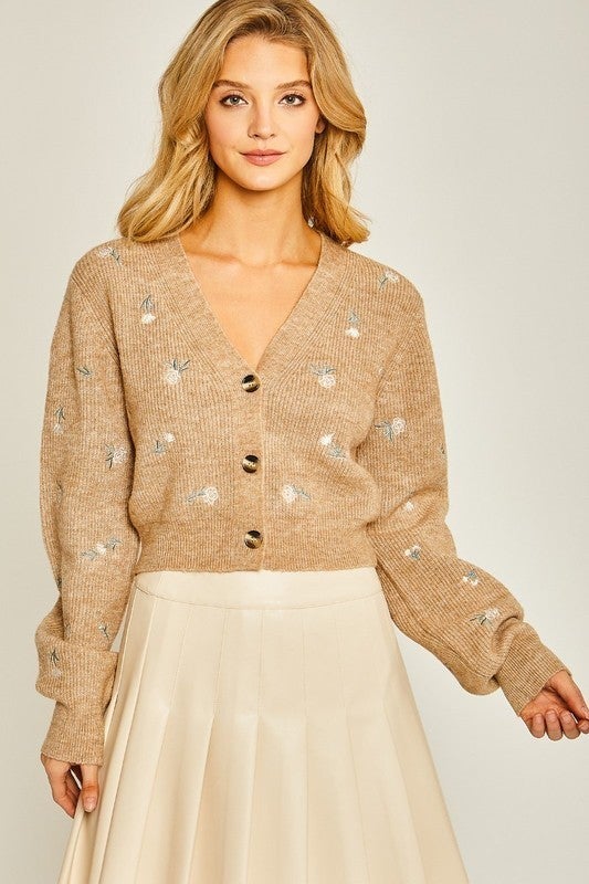 Floral Embroidered Sweater Cardigan | 2 Colors-Sweaters-Krush Kandy, Women's Online Fashion Boutique Located in Phoenix, Arizona (Scottsdale Area)